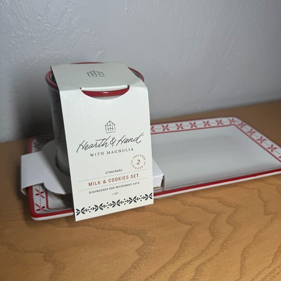 Hearth & Hand with Magnolia Stoneware Christmas Milk & Cookies Serving Set NWT‎ - Picture 4 of 7